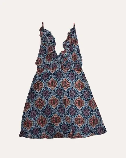 [DD536] VESTIDO DE COLORES AZUL Y NARANJA 