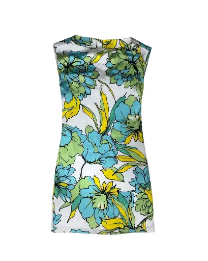 [DYM689] VESTIDO  BLANCO CON FLORES 