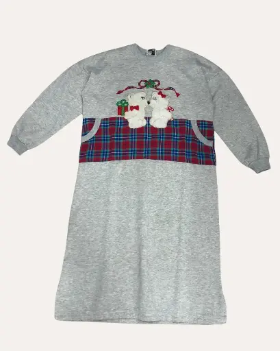 [JLV969] VESTIDO  GRIS DE NAVIDAD CON OSITOS 