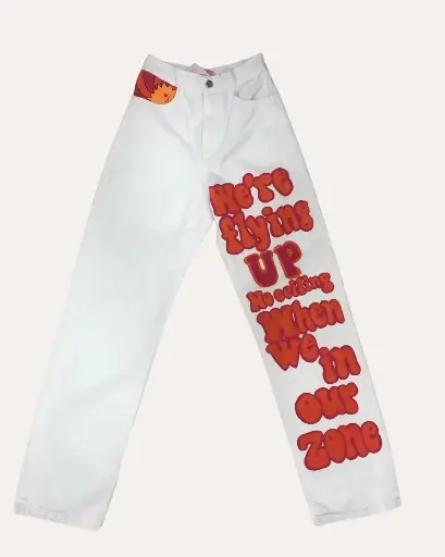 [KOS925] PANTALON BLANCO CON ROJO NUEVO