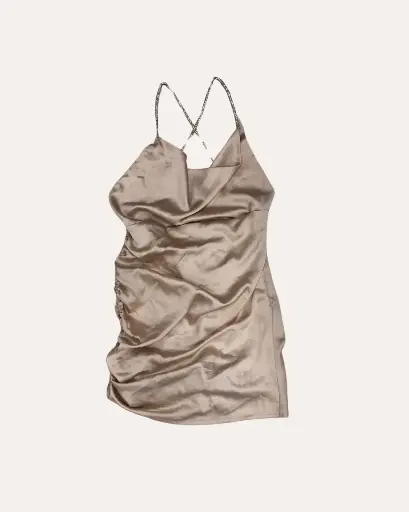 [LLB766] VESTIDO BEIGE CON BRILLOS