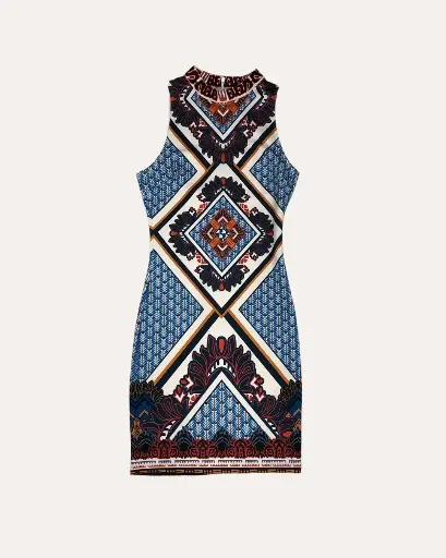 [MLB170] VESTIDO BEIGE CON ESTAMPADO
