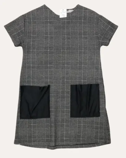 [MC419] VESTIDO NEGRO CON BLANCO DE CUADROS