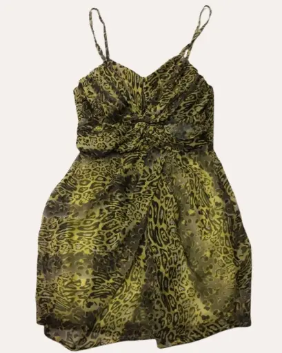 [MCF183] VESTIDO  AMARILLO ANIMAL PRINT 