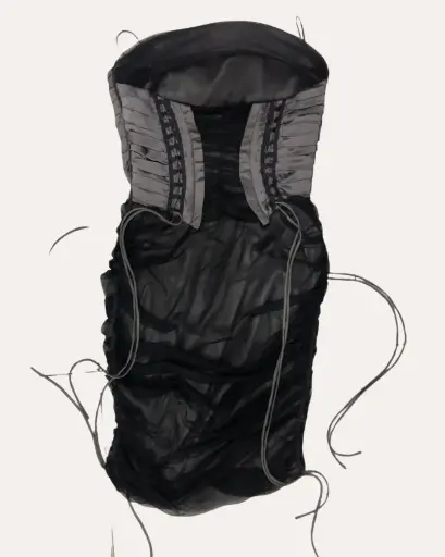 [MCF183] VESTIDO  NEGRO Y GRIS CON CORSET 