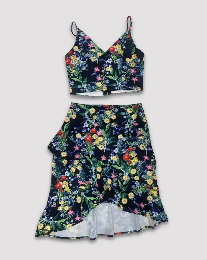 [MYO390] CONJUNTO  NEGRO DE FLORES