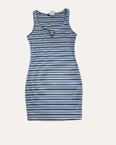 [MF535] VESTIDO AZUL CON BLANCO DE RAYAS