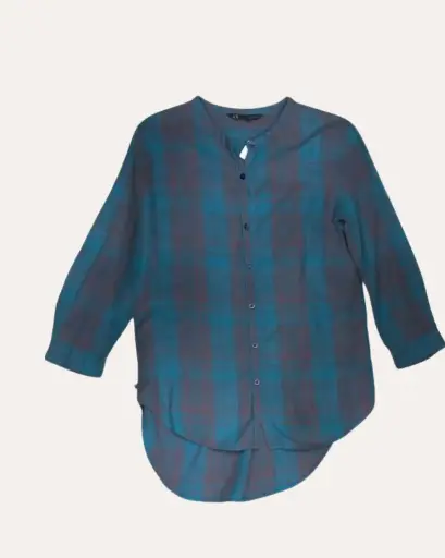 [NHO267] CAMISA AZUL CON NARANJA