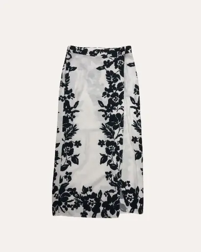 [DC095] FALDA MIDI ZARA BLANCA CON FLORES 