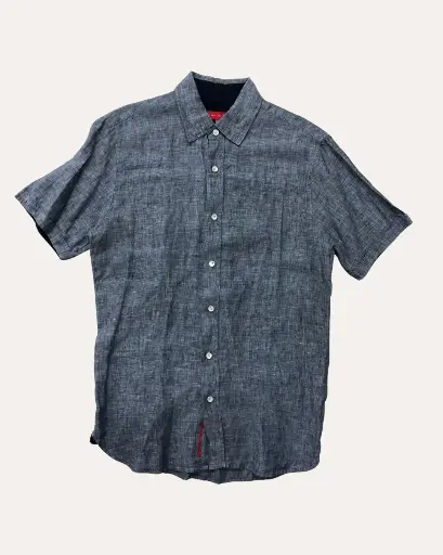 [ATVB388] CAMISA M/C AZUL GRISACEO