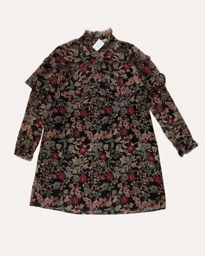 [KAF211] VESTIDO NEGRO CON FLORES ZARA 