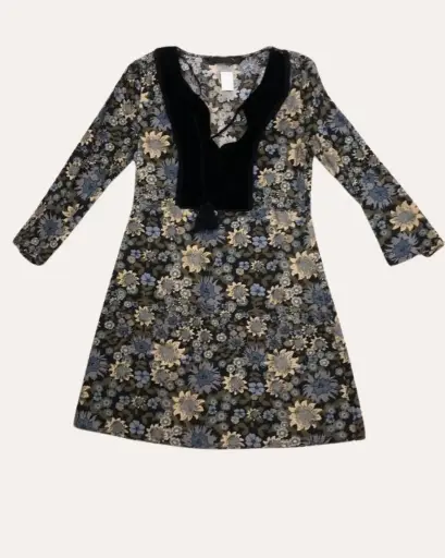 [KAF211] VESTIDO NEGRO CON FLORES ZARA 