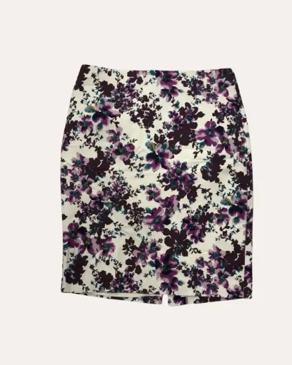 [ALL445] FALDA BLANCO CON FLORES ANN TAYLOR