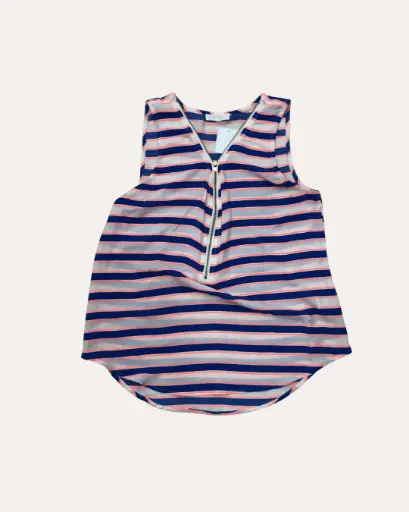 [MMR123] BLUSA BLANCO CON RAYAS AZULES Y NARANJAS MINE 