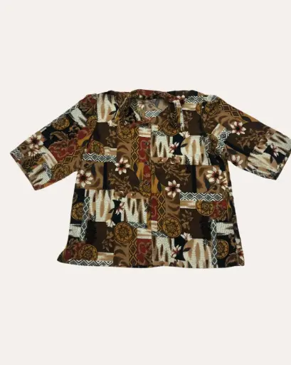 [XXL667] CAMISA ESTAMPADO MARRON 