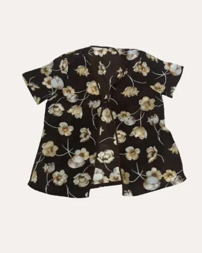 [XXL667] SOBRETODO MARRON CON FLORES. 