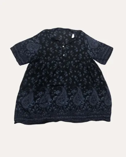 [XXL667] BLUSA NEGRA CON FLORES AZULES 