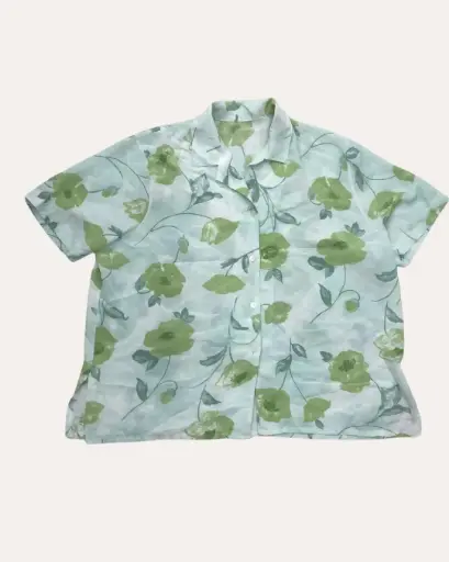 [XXL667] BLUSA CON FLORES VERDES 