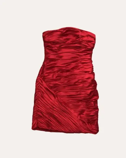 [MAU111] VESTIDO ROJO DRAPEADO I SSUE 
